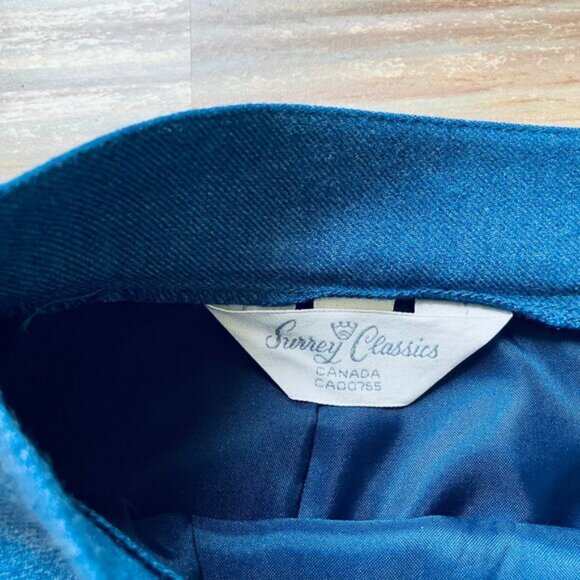 Surrey Classics Blue Midi Skirt Inverted Front Pleat Vintage Made in Canada - Picture 2 of 6